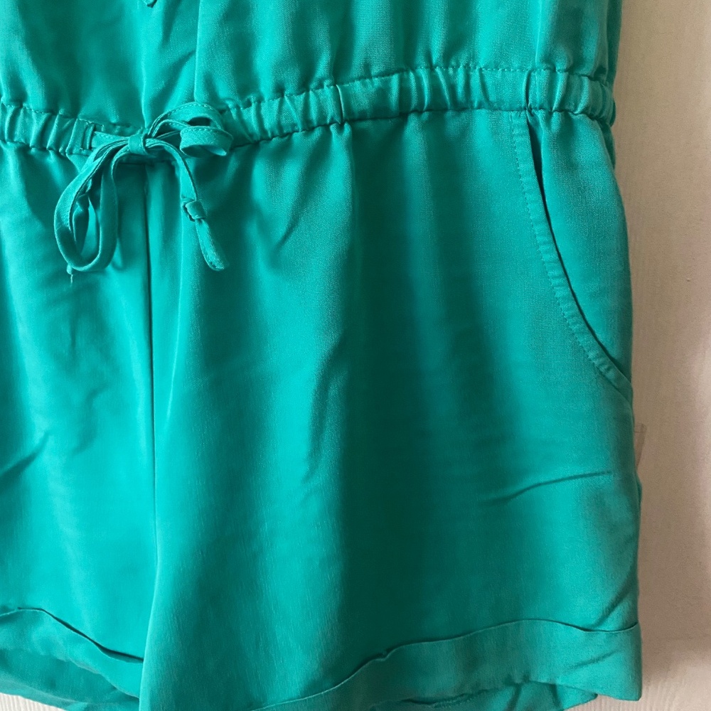 Loft Raceback Half Button Down Shorts Romper With… - image 5